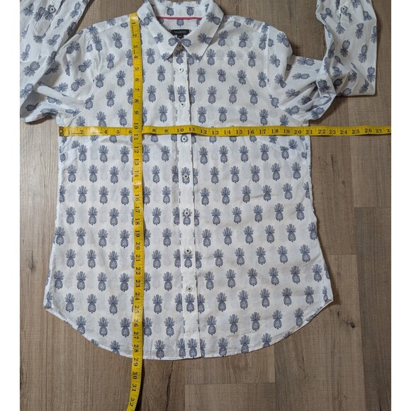 Talbots Size M Blouse Pineapple Medallion Lightweight Button Up Cotton Chic - Picture 10 of 10